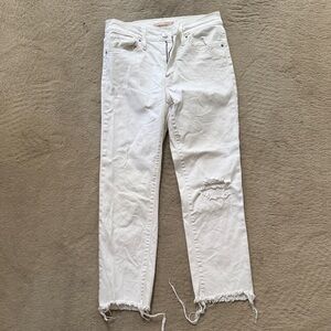 Levi’s 724 high rise straight leg crop Women's White Distressed Jeans sz 27